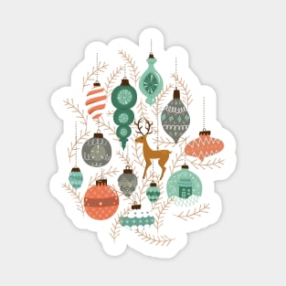 Holiday Ornaments in Coral + Aqua Sticker